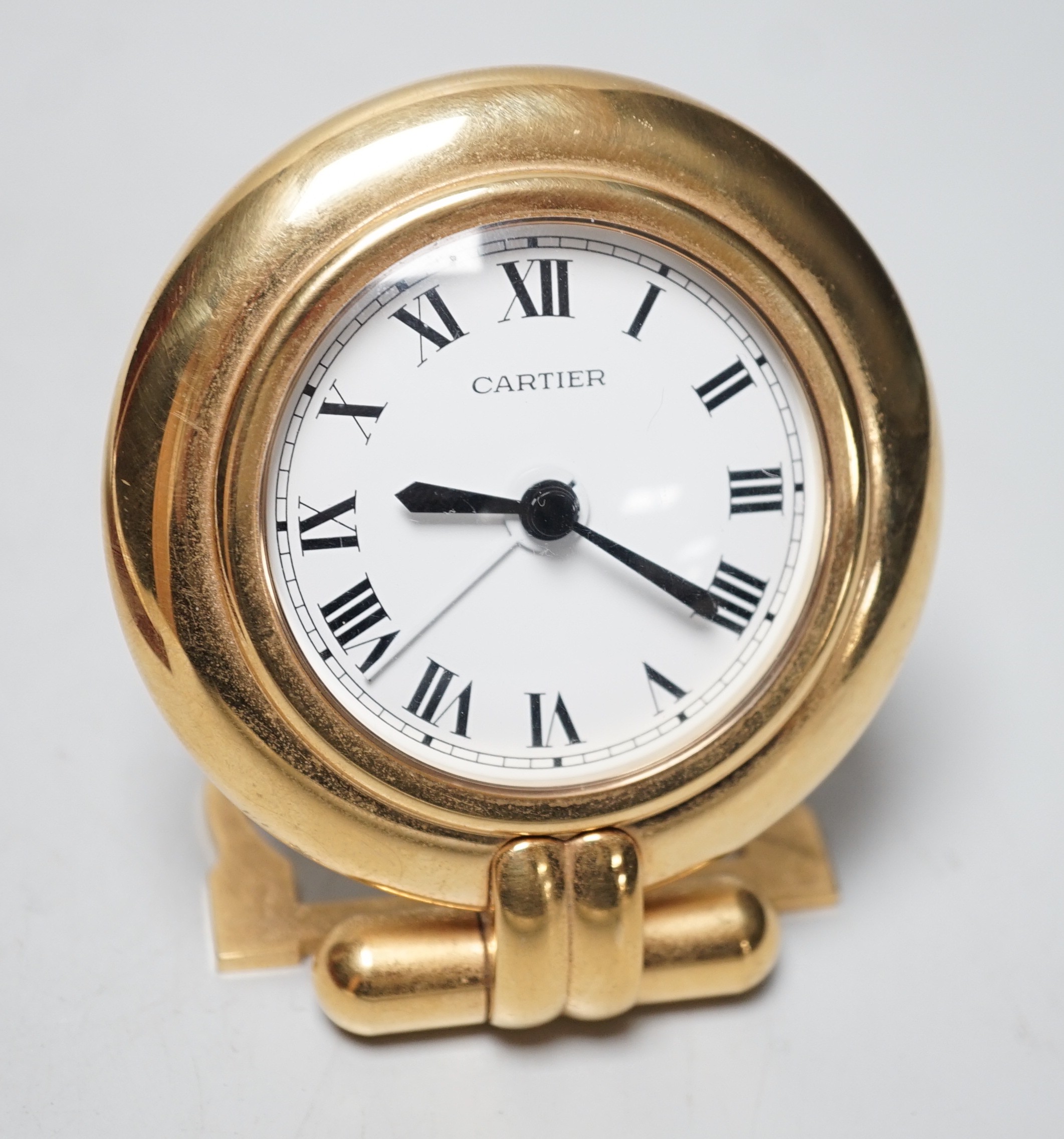 Cartier travelling alarm timepiece in case, serial number 0563187